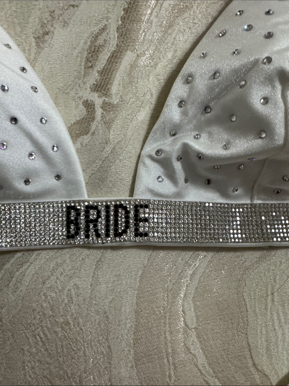 Victoria's Secret White 'Bride' Rhinestone Triangle Bikini Set - Picture 4 of 8